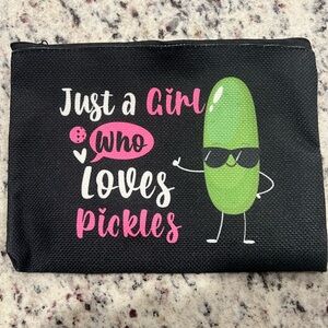 Black Pouch with Pickle Design Makeup Bag
